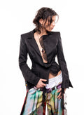 Black Draped Lapel Blazer