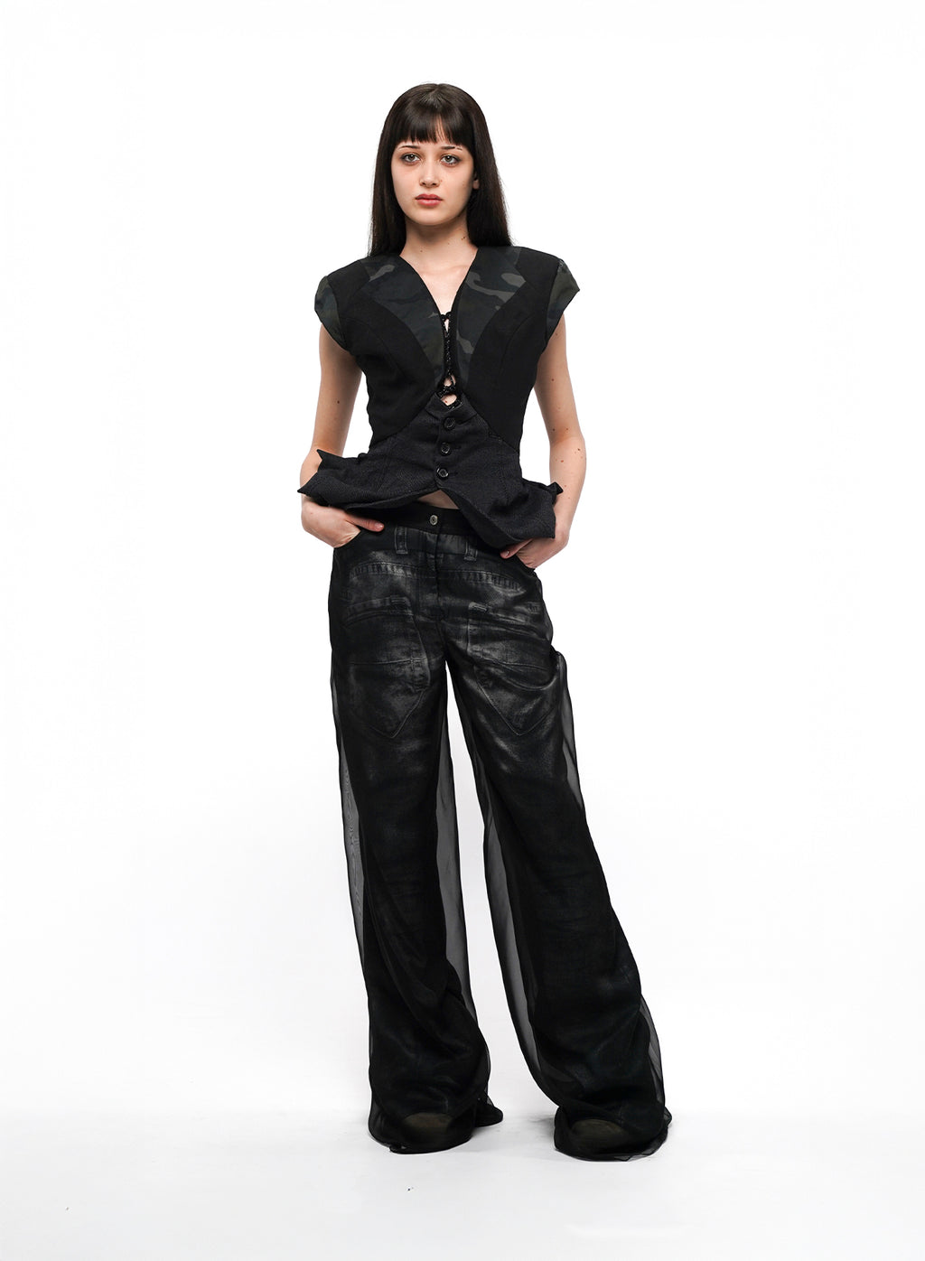 Chiffon Overlay Trousers