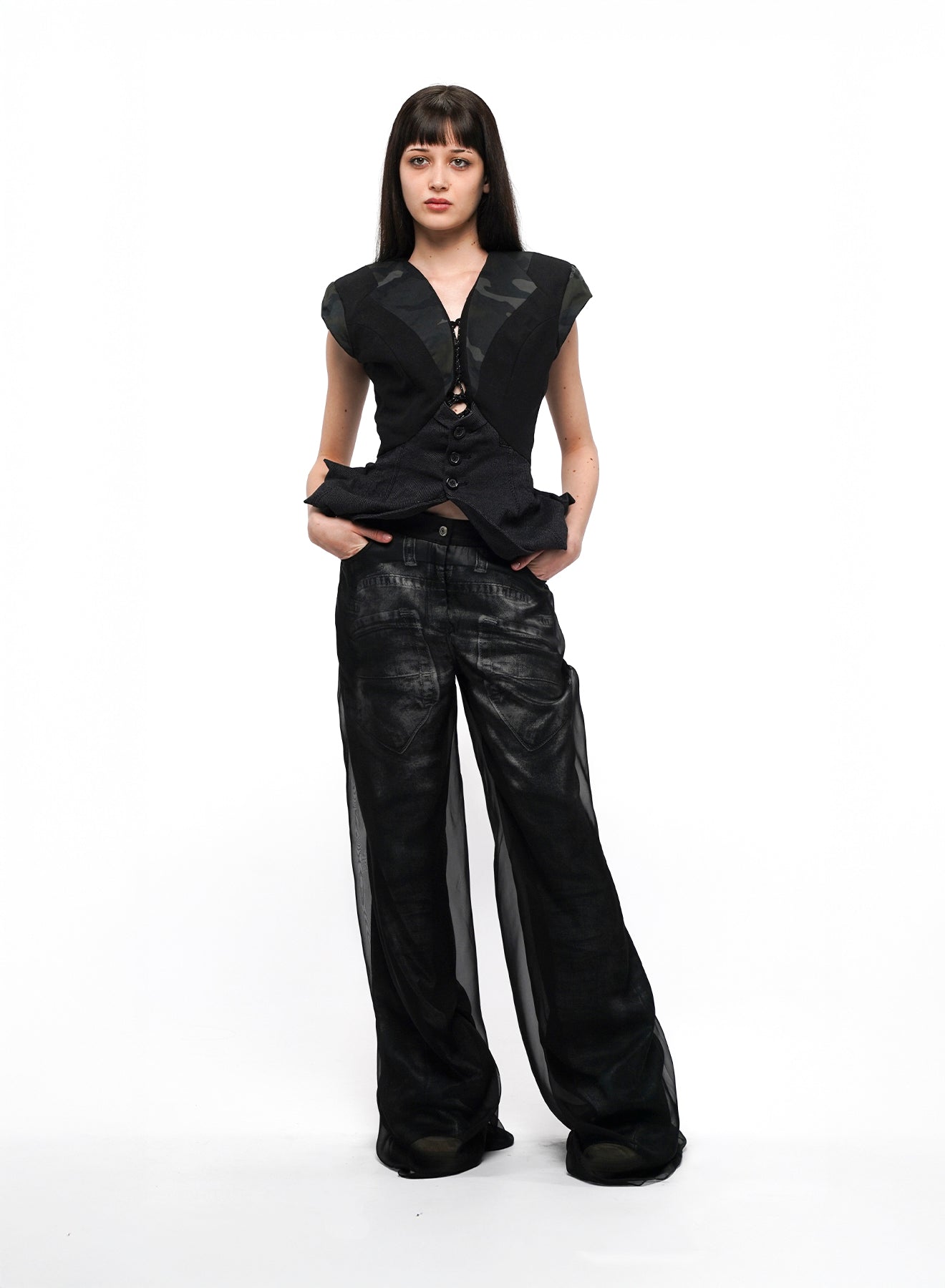 Chiffon Overlay Trousers