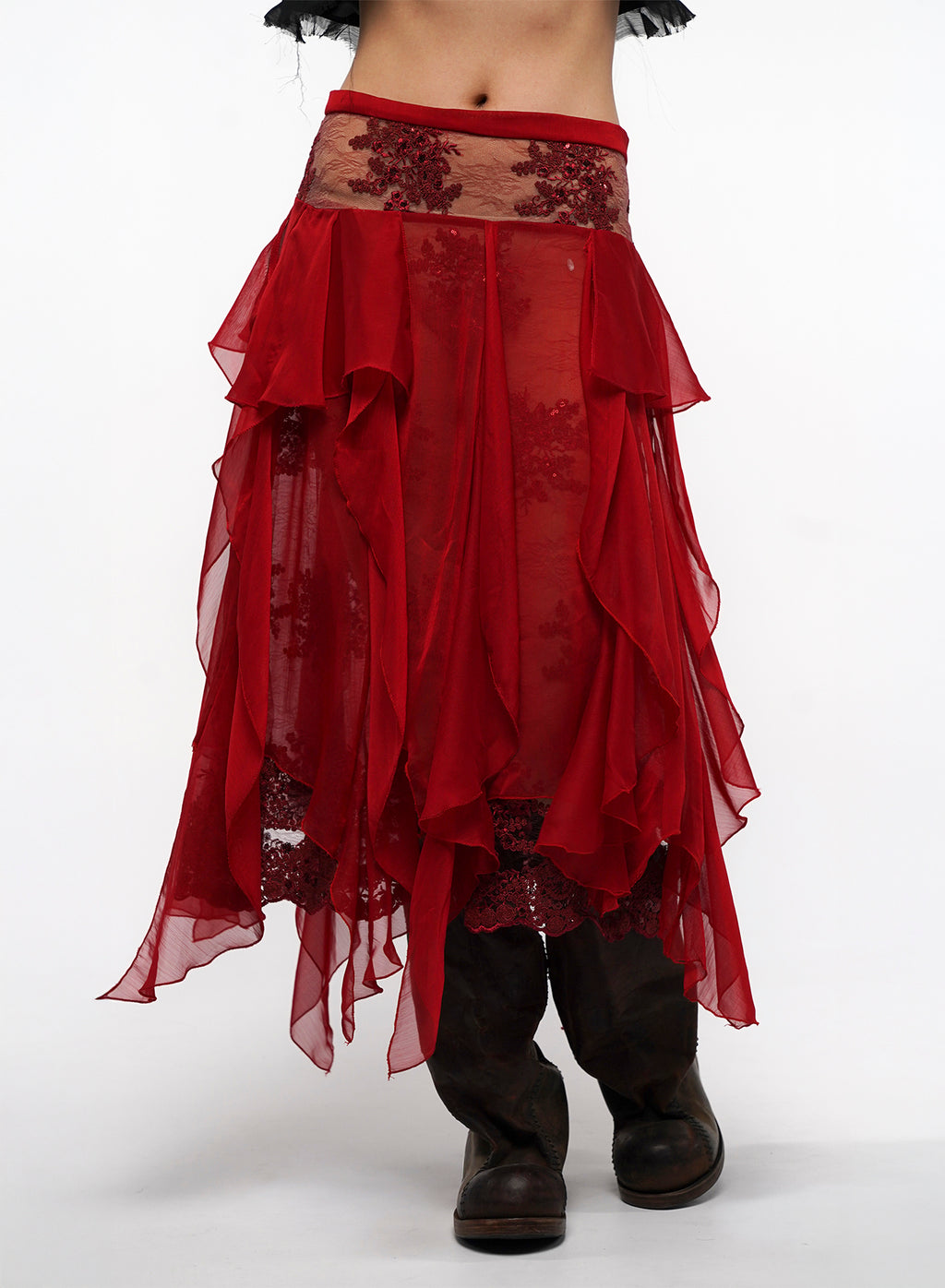 Red Layered Skirt