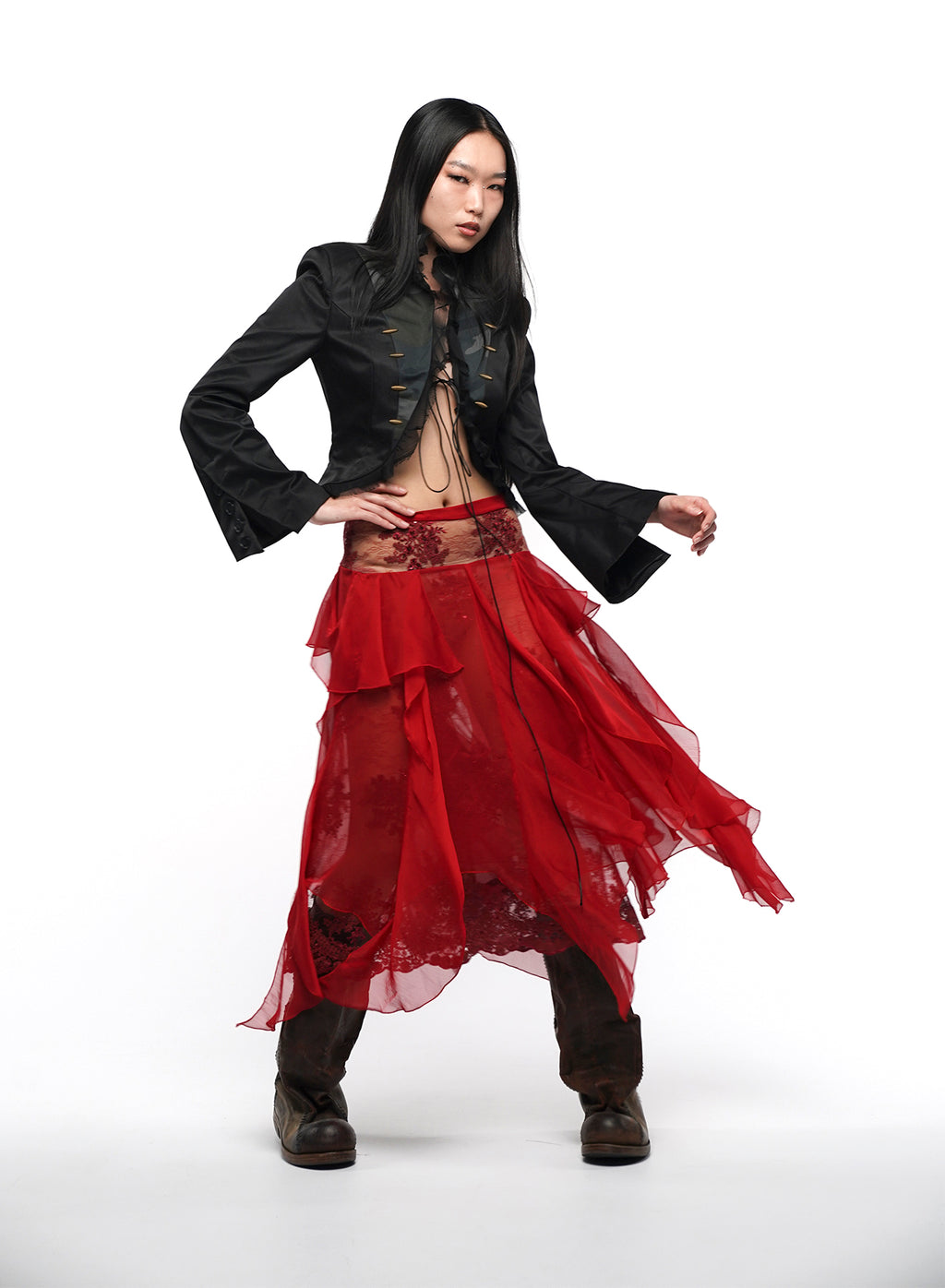 Red Layered Skirt