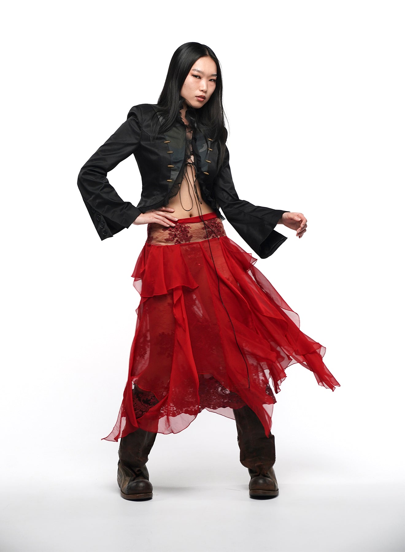 Red Layered Skirt