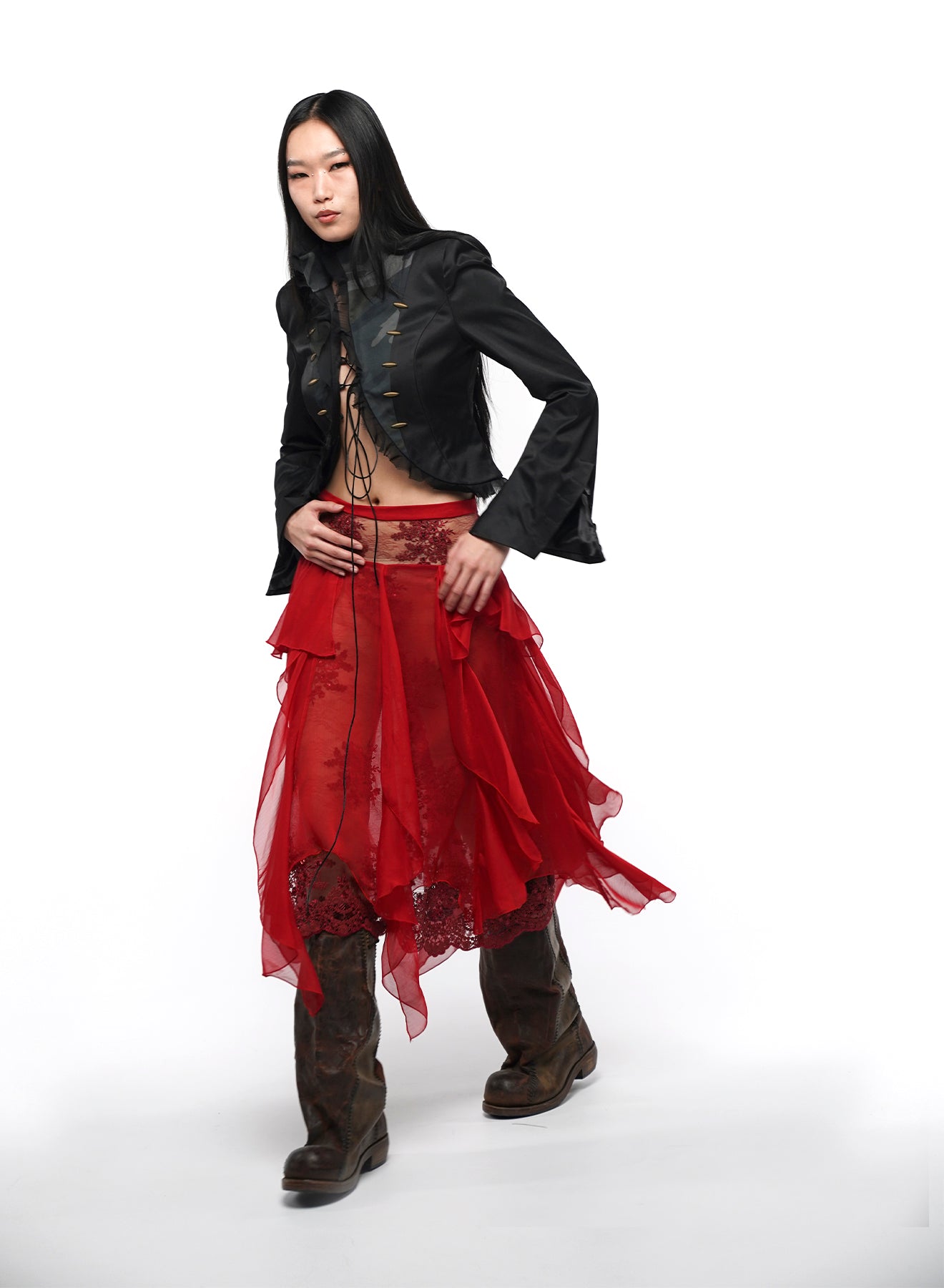 Red Layered Skirt