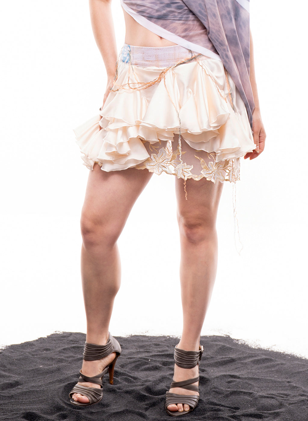 Cream Ruffled Skirt