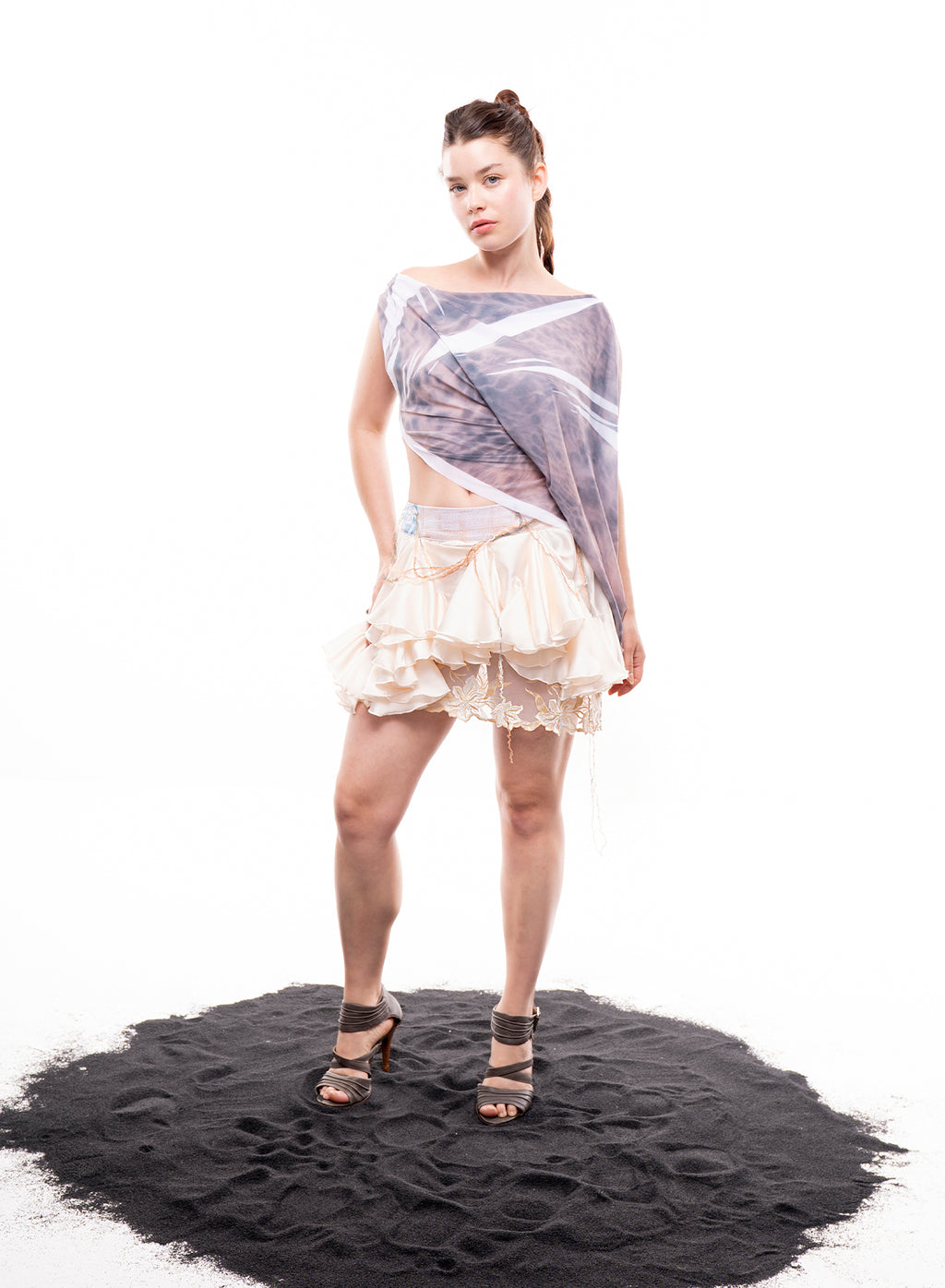 Cream Ruffled Skirt