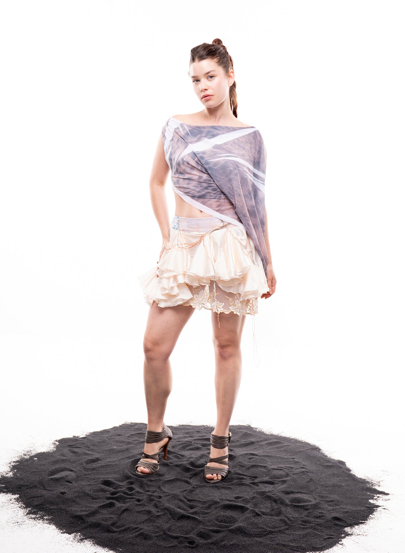 Cream Ruffled Skirt